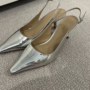 Sam Edelman metallic silver sling backs size 10